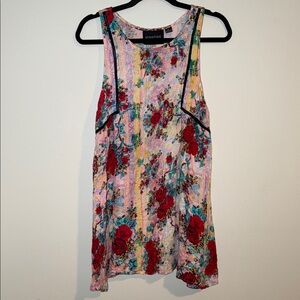 Mink Pink Floral Boho Fairy Flowy Mini Tank Top Dress